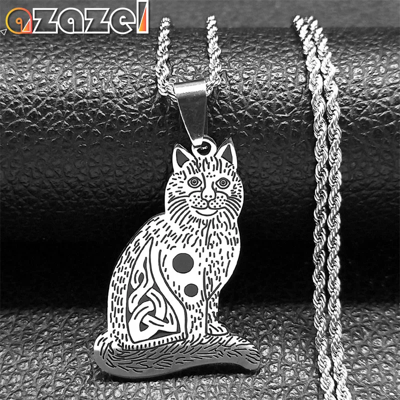 Ожерелье Wicca с подвеской в виде кота ведьмы и узла для женщин мужчин из