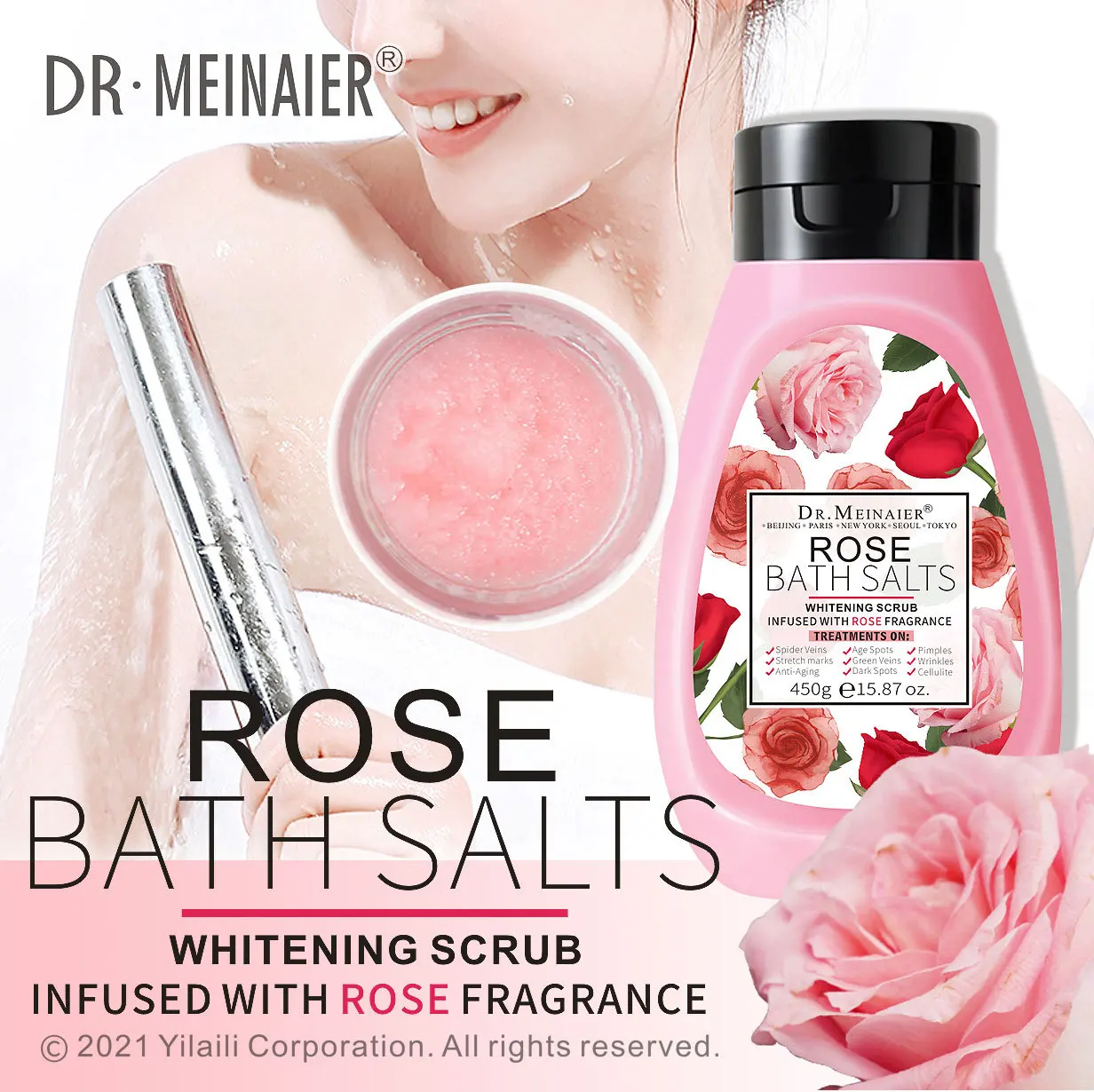 

450g Himalayan Bath Salt Rose scrub bath salt ginger deep exfoliating body aroma bath salt Whitening scrub Smooth skin