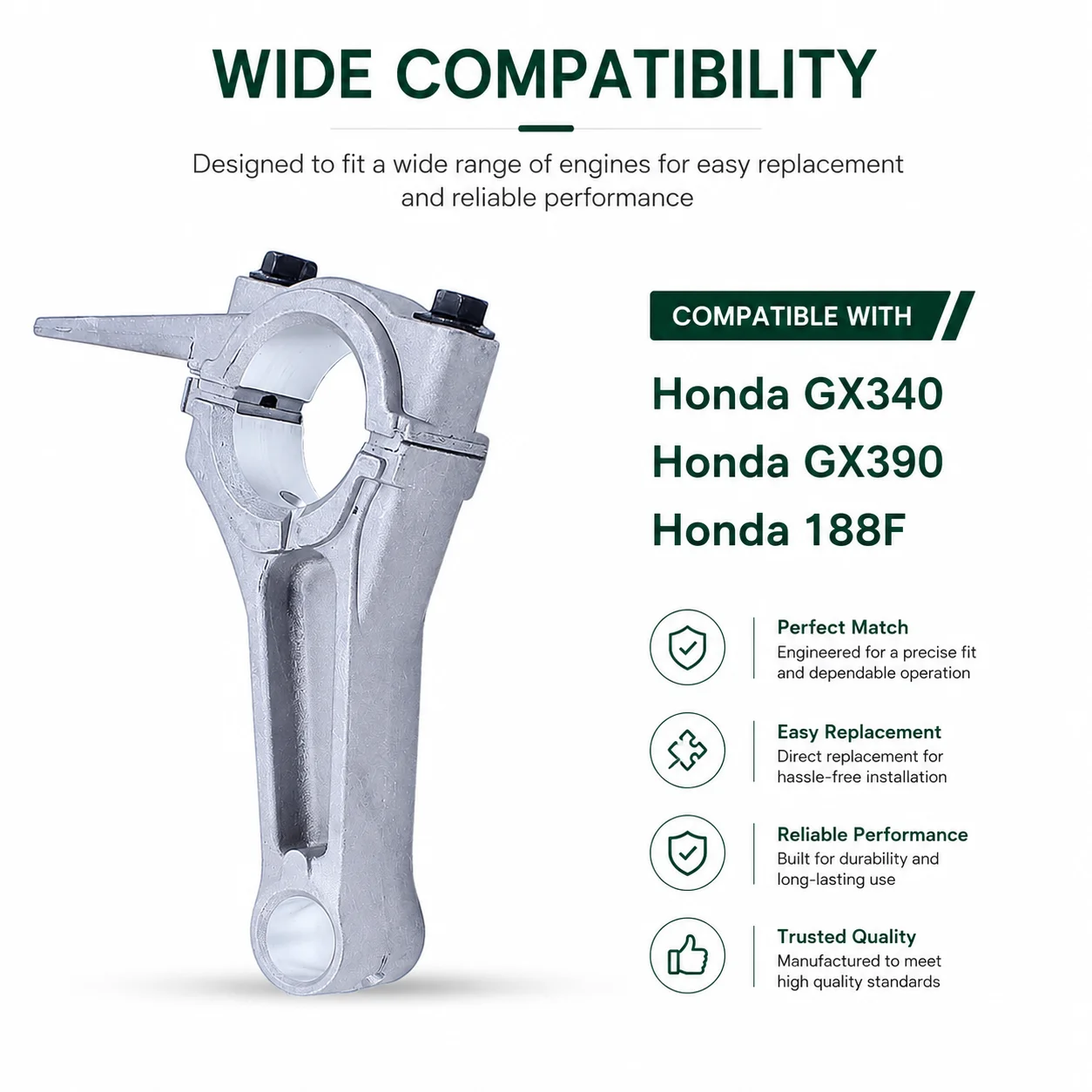 Фото Шатун для двигателей Honda GX340 GX390 340 390 188F 11HP 13HP, запчасти для генераторов и газонокосилок, OEM 13200-ZE3-010 №3
