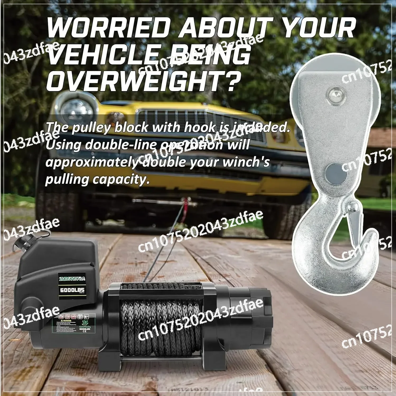 Электрическая лебедка 12 В 6000 фунтов для прицепа лодки с дистанционным