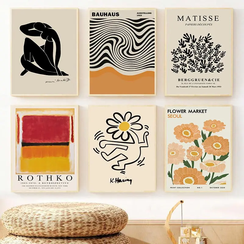 

Bauhaus Matisse Abstract Wall Art Poster Prints Flower Market Canvas Painting Picture Living Room Home Decoration