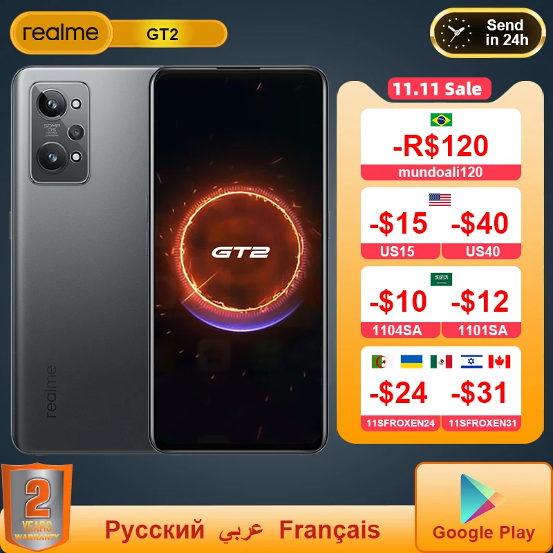 Tanie Realme GT2 GT 2 5G Telefon Komórkowy SM8350 Snapdragon 8 50MP 6.62 ''2K AMOLED 5000mAh Smartphone 65W Opłata Android 12 NFC Telefon Komórkowy