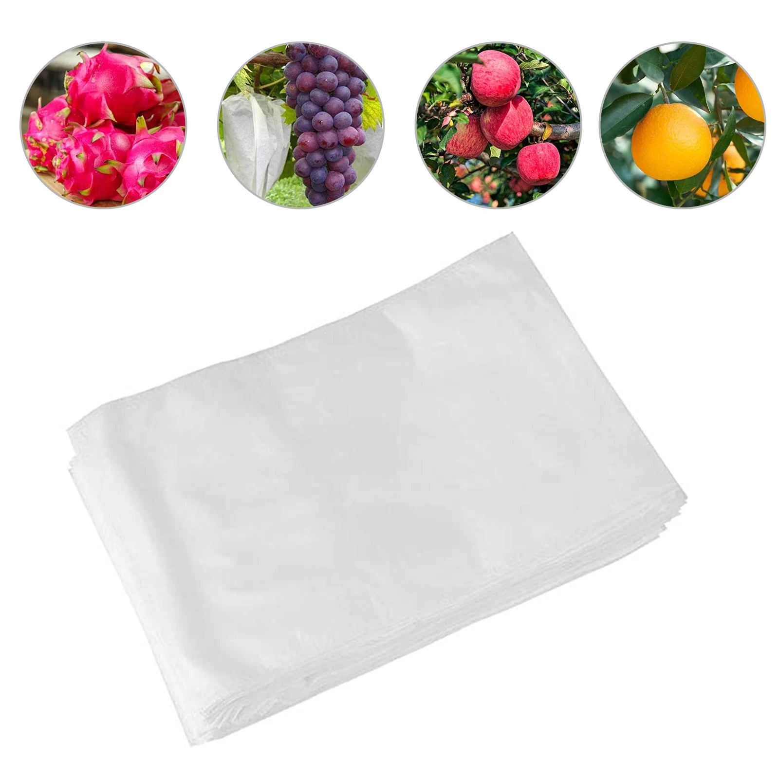 

100pcs Fruit Protection Drawstring Bags Protect Vegetables Fruits from Insects Mosquito Bugs White Woven Plant Covers