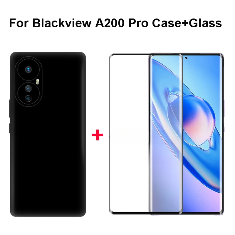 

2in1 Tempered Glass on Blackview A200 Pro Case Silicon Bumper Shell Soft TPU Phone Cover For Blackview A200 Pro Screen Protector