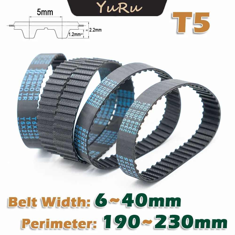 Тип T5 Резиновый ремень ГРМ с замкнутым контуром по периметру 190 195 200 205 210 215 222 225 230 мм Ширина трансмиссии 6 ~ 40 мм Приводной ремень с ЧПУ