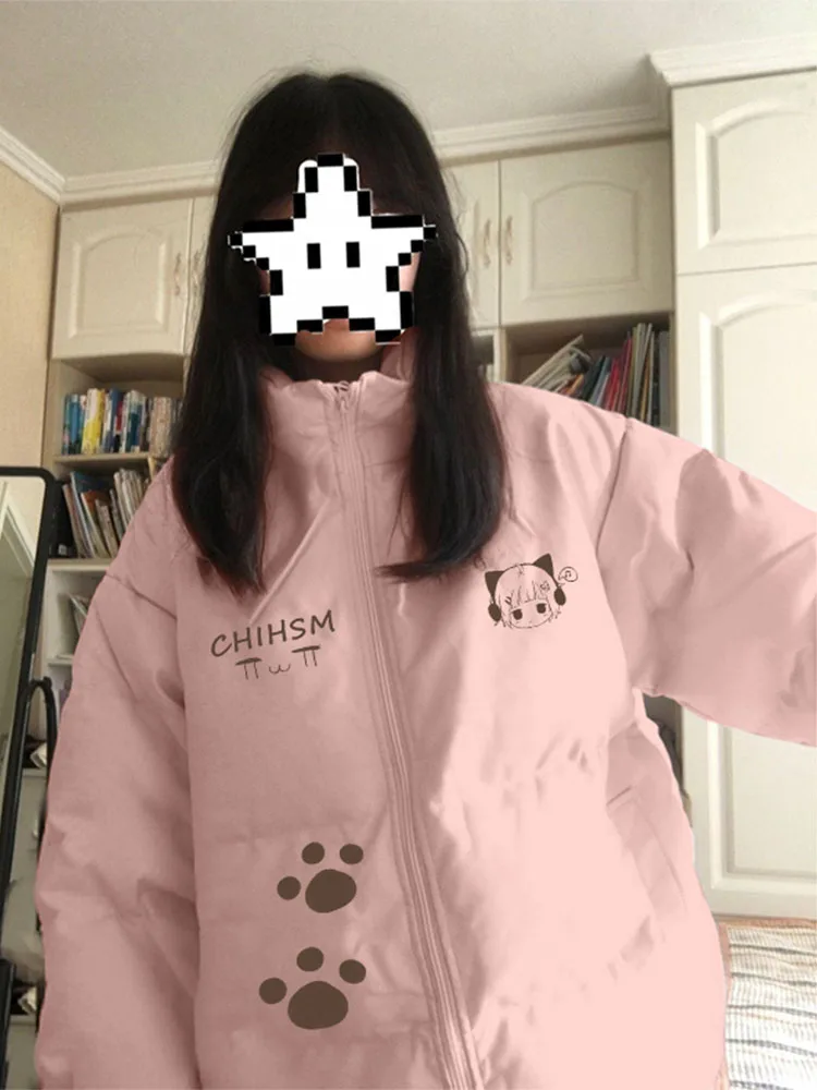 Two-Dimensional Cartoon 90 White Duck Down Cute Down jacket Winter Collar Light Warm down Coat Outerwear