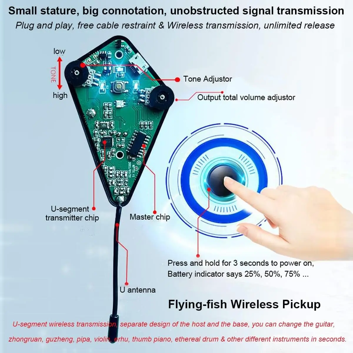 Беспроводная гитарная система Flying FishWireless универсальная Классическая гитара