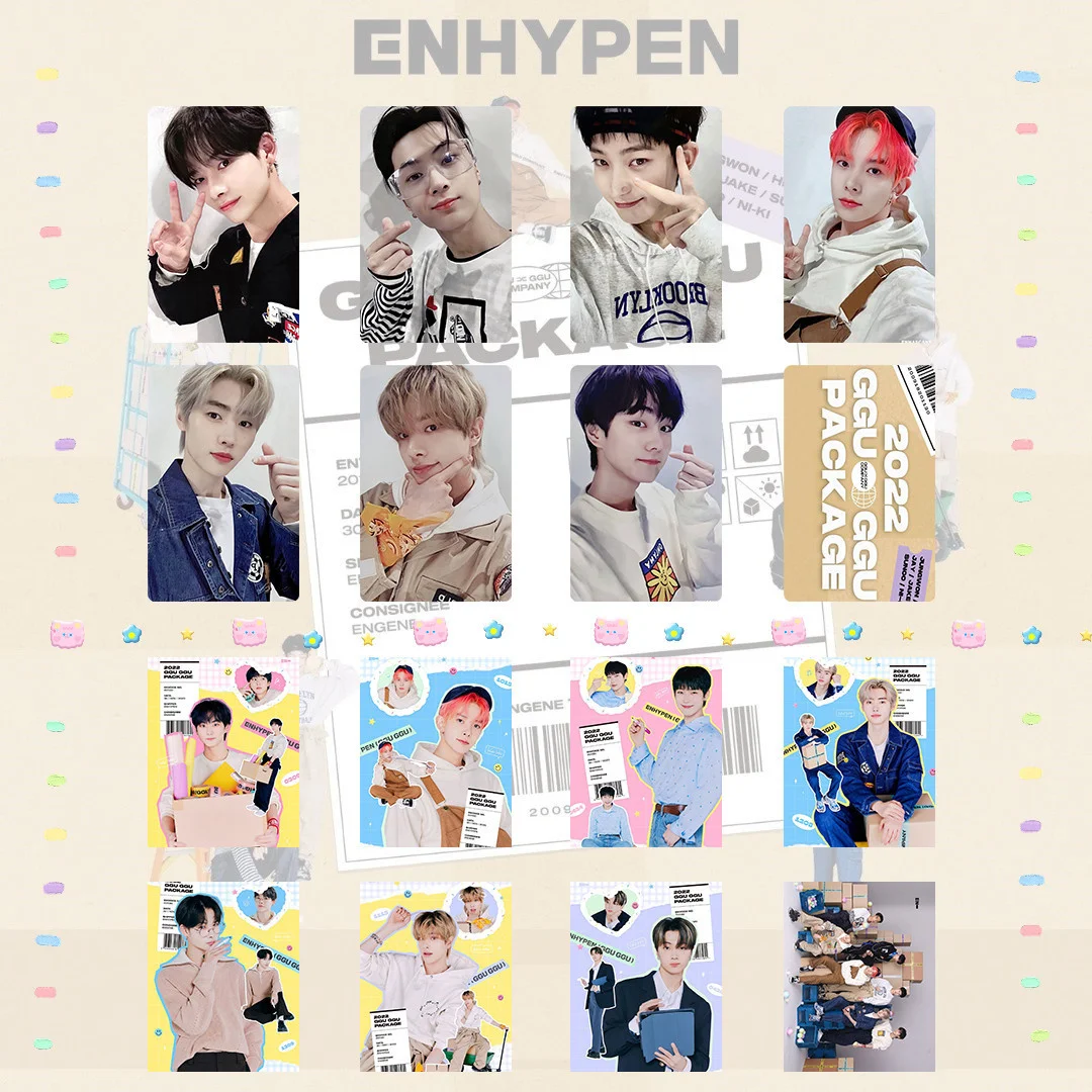 

7pcs/set KPOP ENHYPEN GGU GGU PACKAGE 2022 Official Photos LOMOCards Postcards Smallcard New Korea Group Thank You Card K-POP EN
