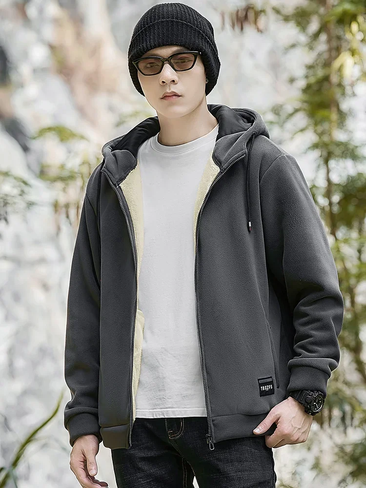 Зимняя мужская куртка с флисовой подкладкой утепленные пальто уличная