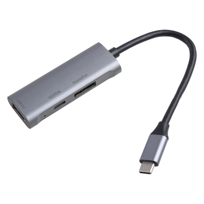 

Multi-Ports USB2.0 Hub 3 in 1 Type C Docking Station with 4K DisplayPort PD 60W Dropship