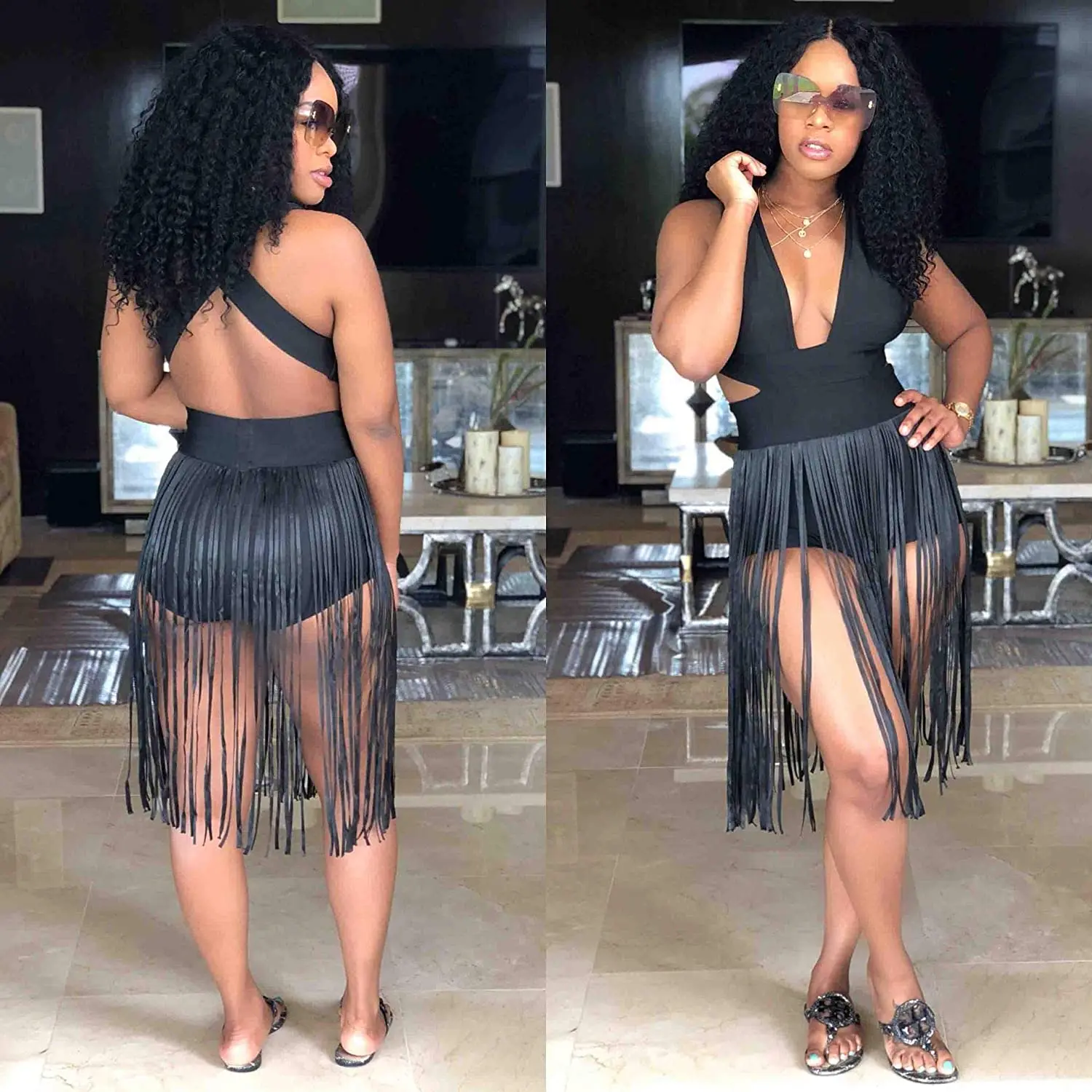 Новый сексуальный купальник с глубоким V-образным вырезом и лямкой на шее Клубное