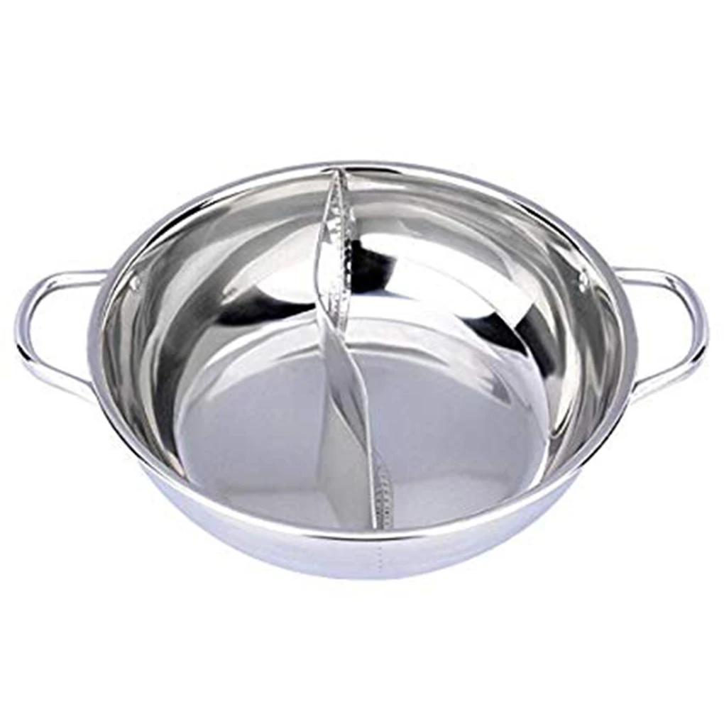 

1PC Stainless Steel Pot Hotpot Induction Cooker Gas Stove Compatible Pot Home Kitchen Cookware Soup Cooking Pot Twin Divided