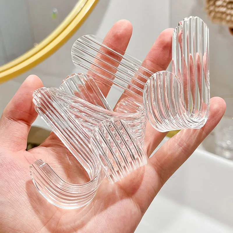 

Acrylic Strong Traceless Hook Transparent Non-punching Paste Hook Dormitory Bathroom Light Luxury Stick Hook Bathroom Accessory