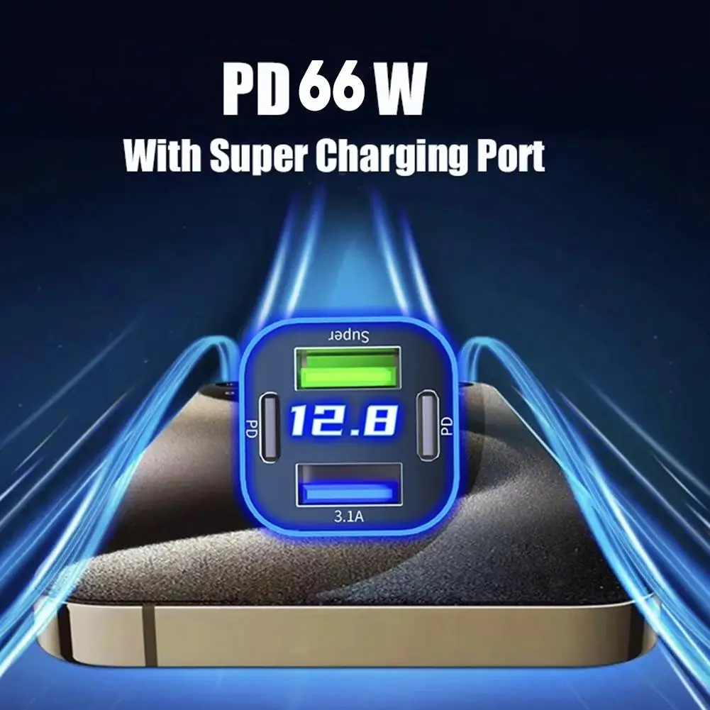 Автомобильное зарядное устройство с цифровым дисплеем 5USB-портов 250 Вт