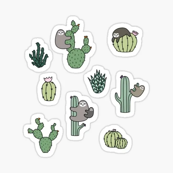 

Cacti Sloths 5PCS Stickers for Print Funny Car Background Decor Living Room Room Home Bumper Window Cartoon Luggage Wall Anime
