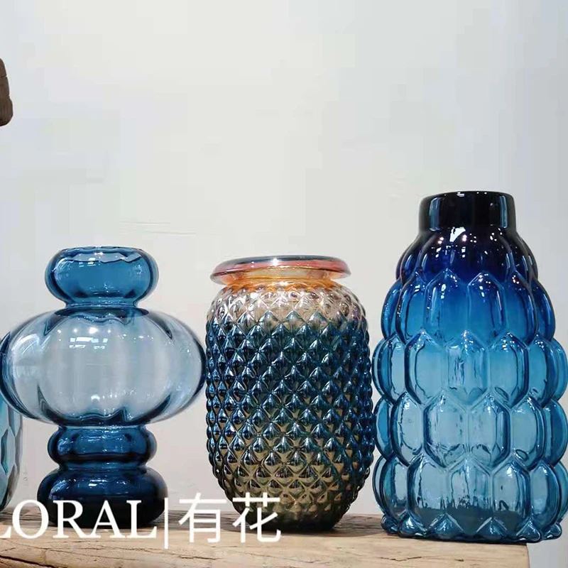 

European Creative Glass Vase Vintage Home Decoration Dried Flowers Plant Stand Table Centerpieces Jarrones Room Products AH50HP