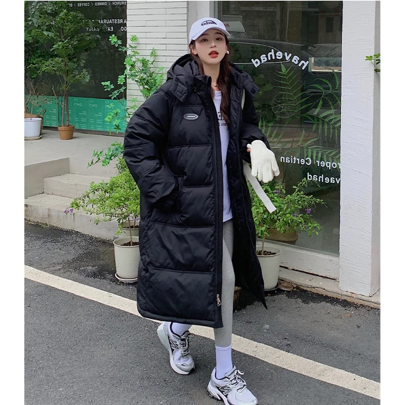 Winter Women's Mid-length Over-the-knee Bread Coat Fashion Loose Coat All-match Thickening and Thin Warm Padded Jacket Jacket