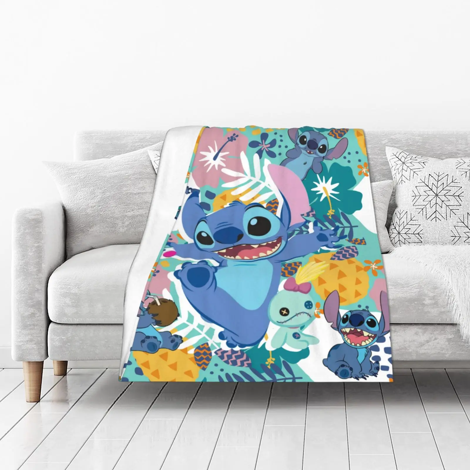 

New Cute Cartoon Stitch Blanket Coraline Throw For Beds Huggy Wuggy Home Travel Flannel Couch Living Room Sofa Child Manta