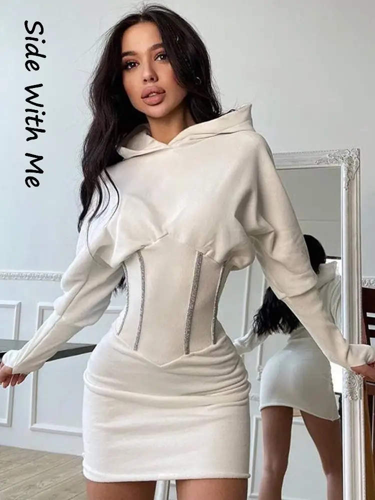 

Женское платье-пуловер с капюшоном, с длинным рукавом