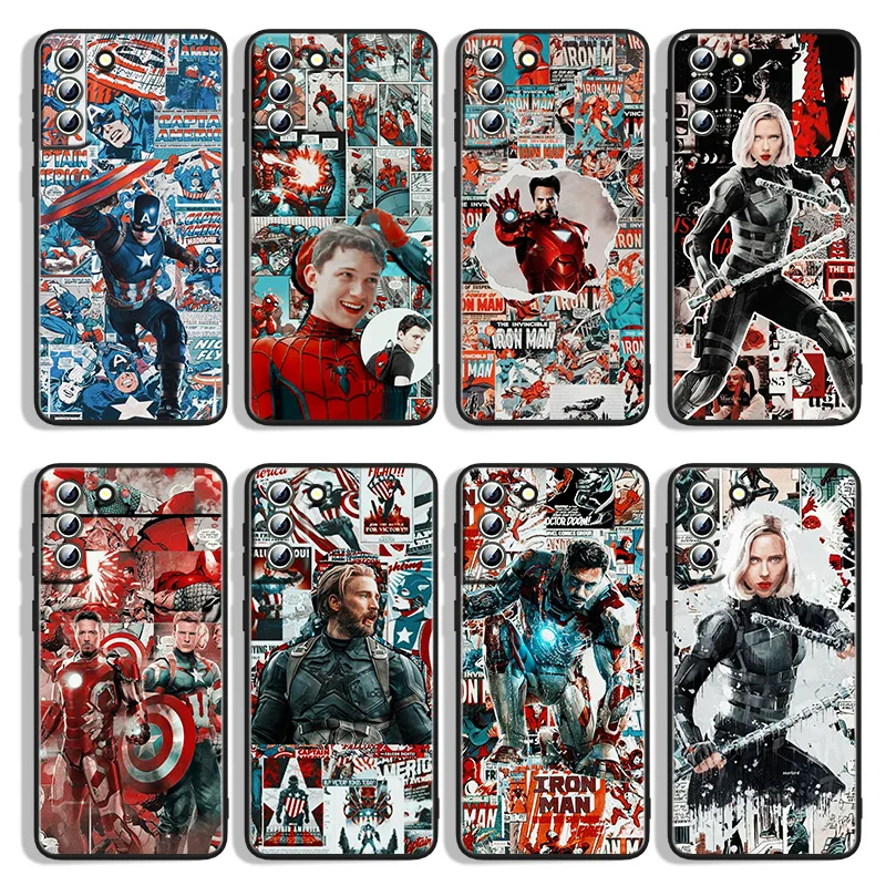 

Retro Marvel Comics For Samsung Galaxy S22 S21 S20 FE Ultra S10e S10 S9 S8 S7 S6 Edge Plus Black Soft Phone Case Capa