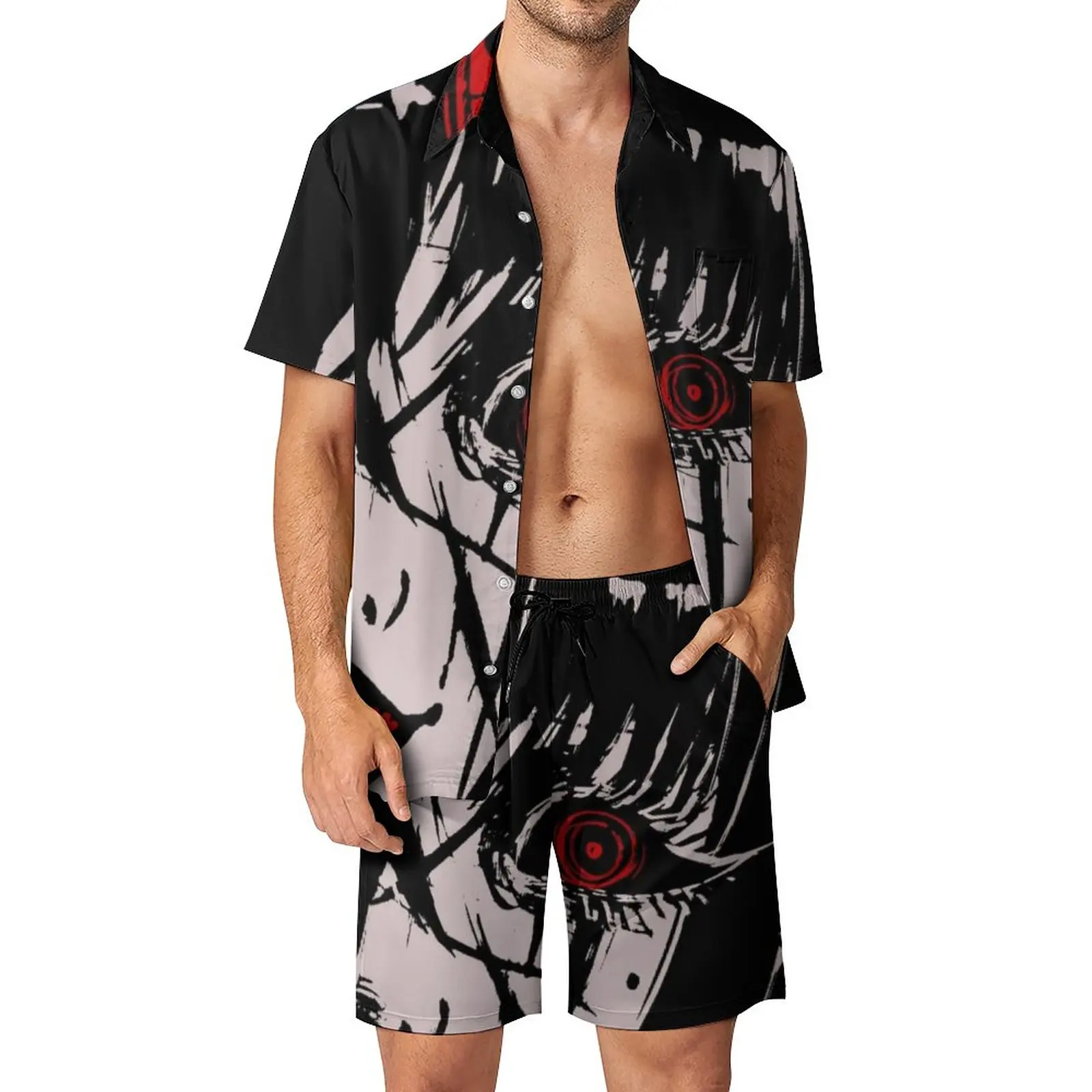

Костюм Junji Ito мужской с шортами, гавайский пляжный комплект из рубашки и шортов, с графическим принтом и коротким рукавом, в стиле оверсайз, идея для подарка, на лето