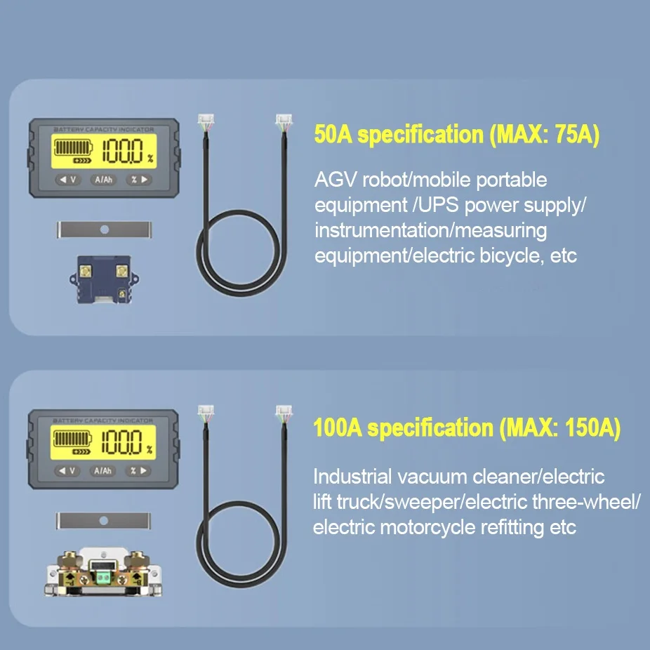 TY23 Кулоновый счетчик индикатор емкости аккумулятора 8 В-120 В 50 А 100 литий-ионный