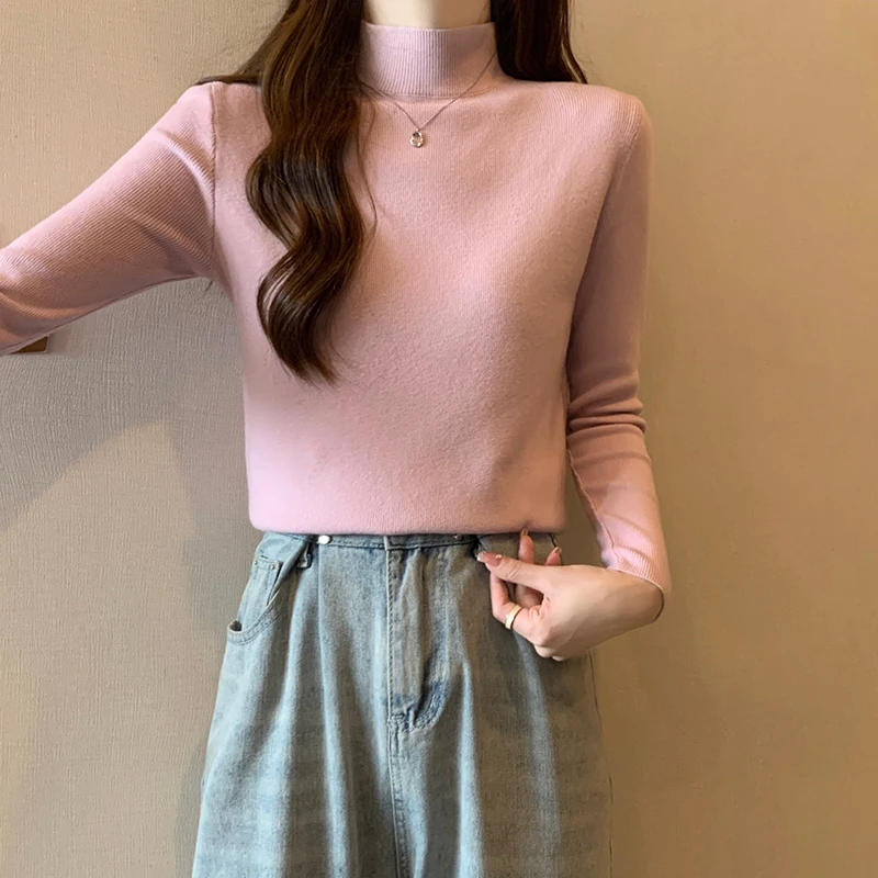 

Женский Универсальный свитер с круглым вырезом, облегающий трикотажный пуловер с низом, весна-осень и зима