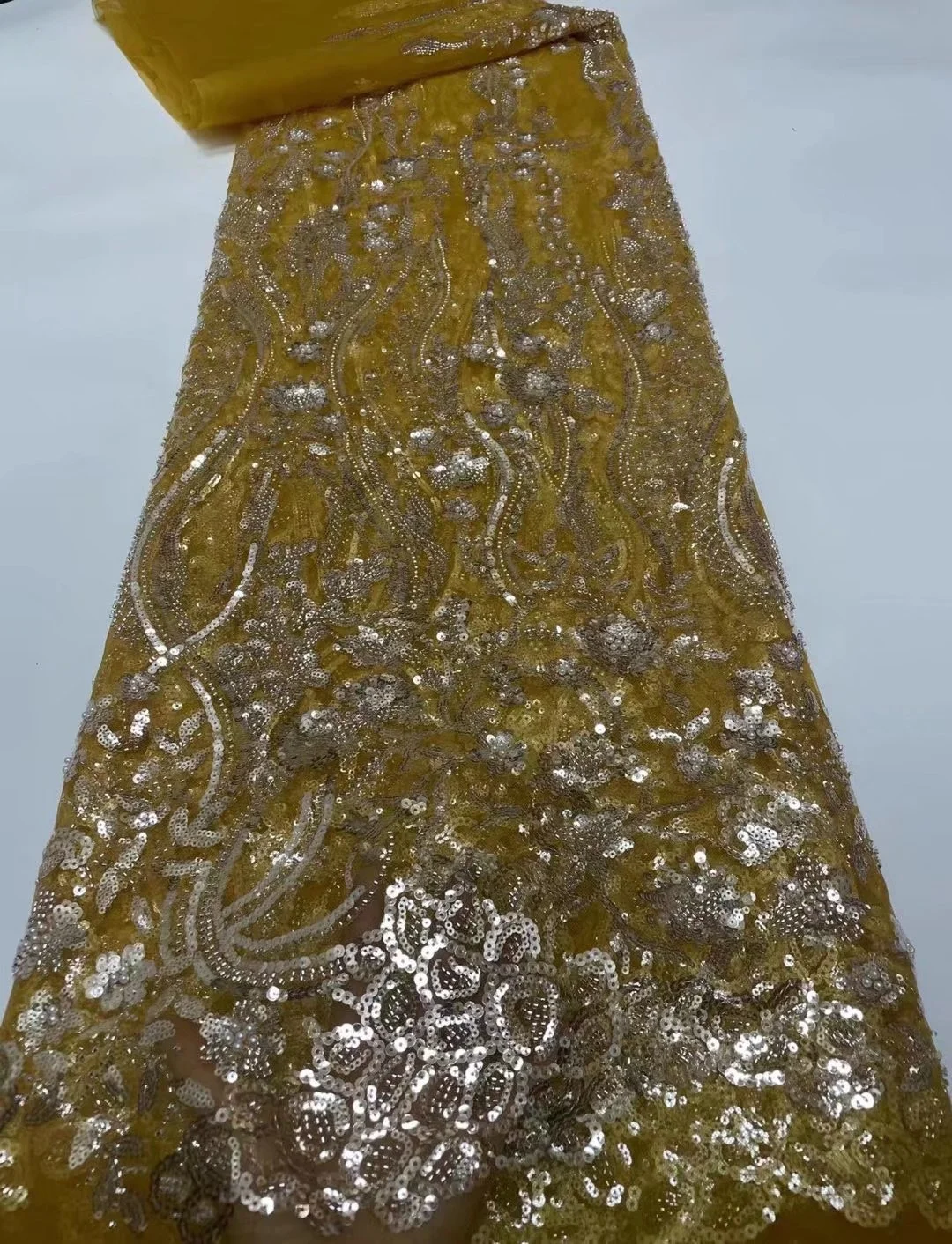 

Золотая Тяжелая кружевная ткань ручной работы из бисера, высокое качество 2022, африканская французская фотосессия для нигеривечерние НКИ, свадьбы