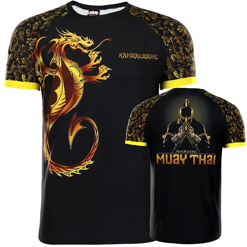 Dragon Muay Thai Shorts MMA Rashguard Shirts Men Kid Martial Arts Bjj Sanda Boxing Training Clothes Kickboxing T Shirt Pants Set