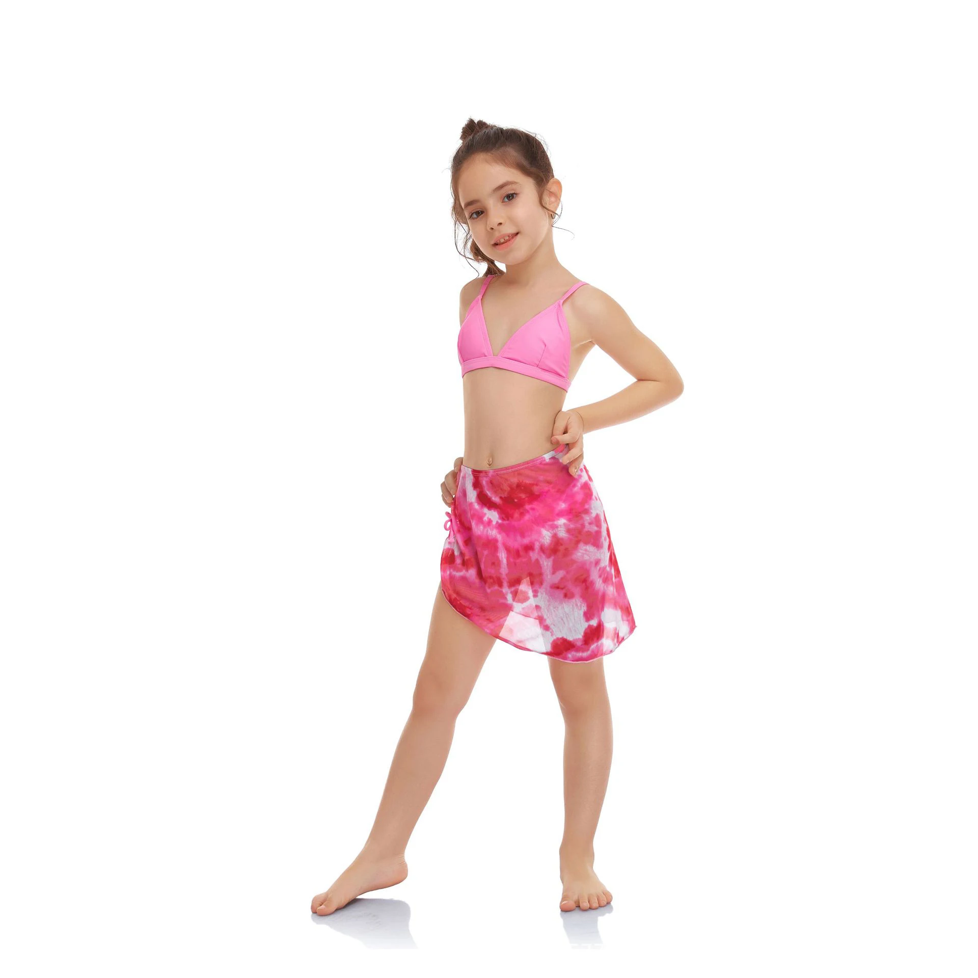 Новинка 2022 детский Модный Купальник сетчатая юбка комплект из четырех предметов