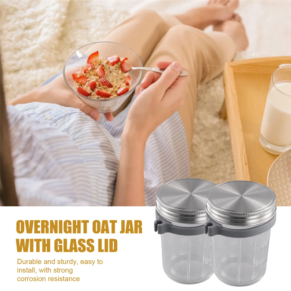 Банки для завтрака с ложками и герметичными крышками из нержавеющей стали 350 мл