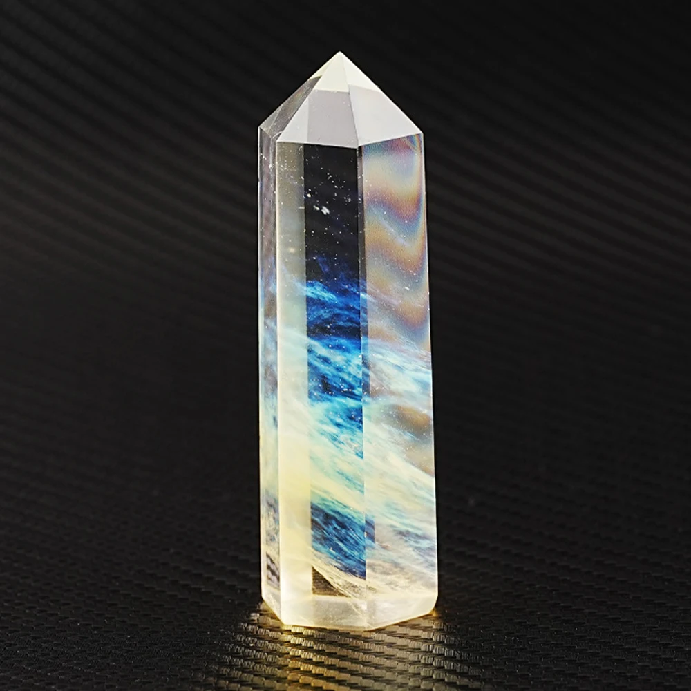 Желтый плавильный камень хрустальная палочка шестиугольная призма колонна