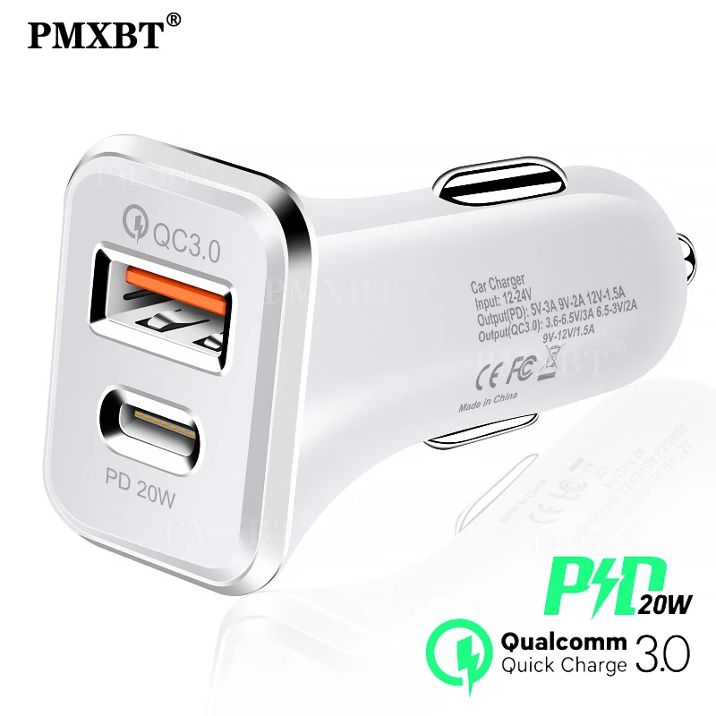 

Car Chargers 2 Ports Fast Charging QC 3.0 USB Type C Adapter For iPhone 12 Pro Max Samsung Huawei Dual USB Car-Charger Adapter