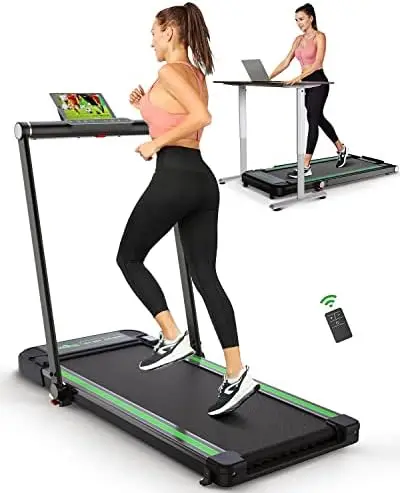 2.5HP Treadmill, 2 in 1 Under Desk Walking Pad Treadmill,  Compact Space Folding Treadmill for Home Office with LED Touch Screen