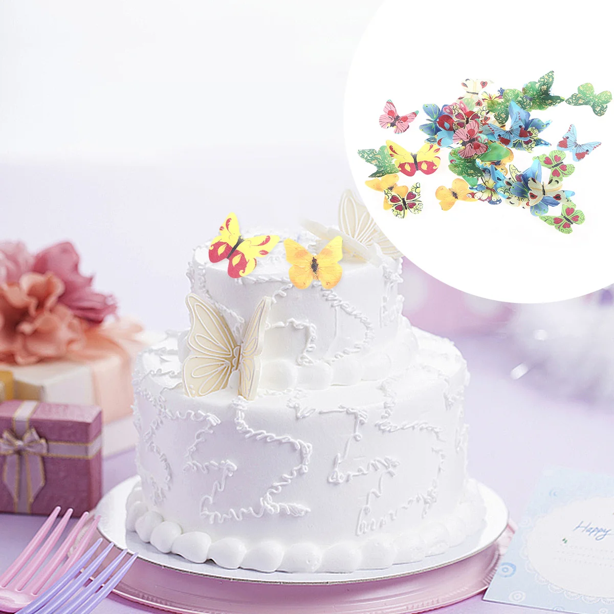 

Edible Cake Cupcake Butterflies Decorations Toppers Paperdecoratingtopper Picks Flowers Wafer Rice Birthday Decoration Ornament