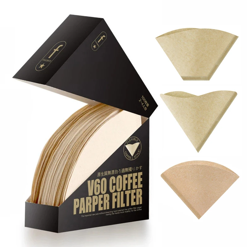 Coffee Filter Paper Natural High Quality Multi Sizes Filter Papers Virgin Wood Pulp Bag Coffee Cup Filter Paper