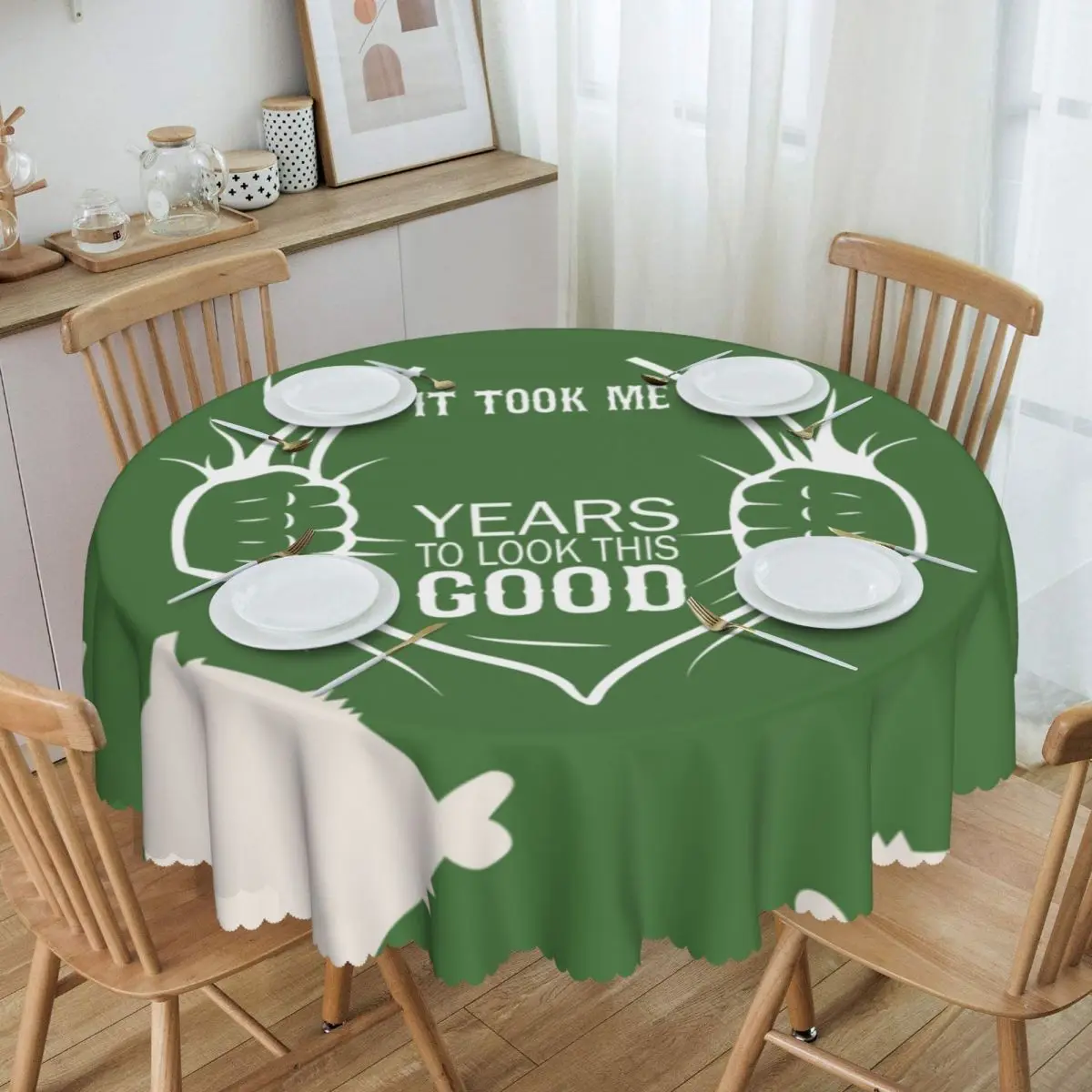 

Round Custom Birthday Gift It Took Me Years To Look This Good Tablecloth Waterproof Oil-Proof Table Covers 60 inches Table Cloth