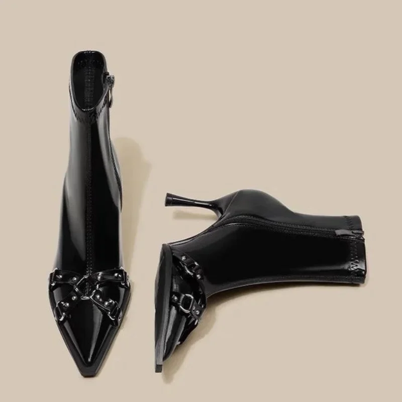 Женская обувь на высоком каблуке в стиле панк трендовые женские ботильоны Челси