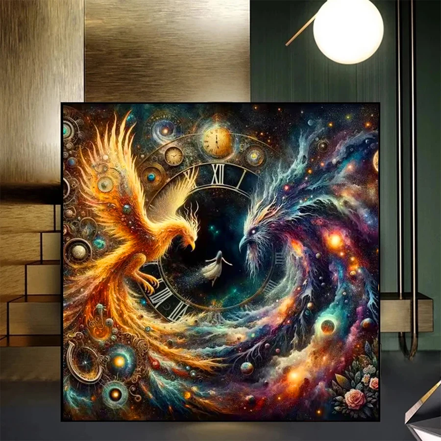 DIY Алмазная картина Фэнтези Феникс Абстрактная древняя мифология Светлая птица