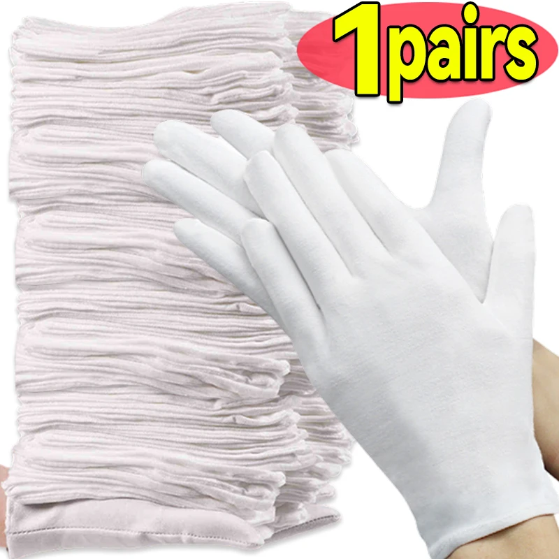 

Белые мягкие хлопковые рабочие перчатки для сухих рук, пленка для работы, спа-перчатки, церемониальные высокоэластичные перчатки, бытовые чистящие средства