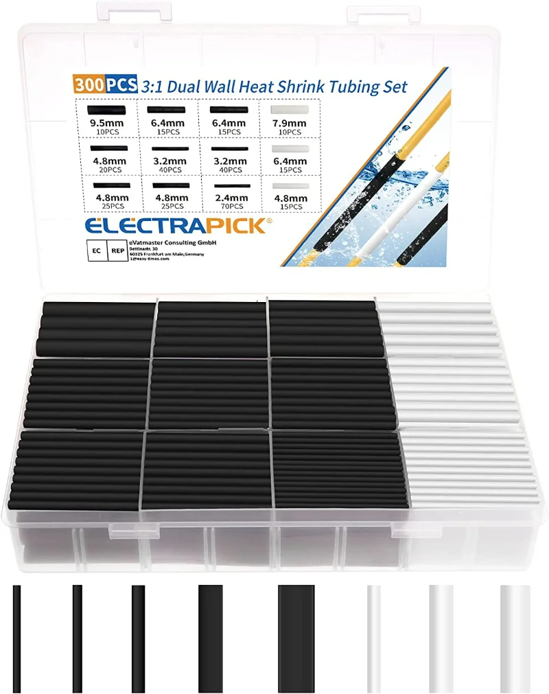 

Комплект термоусадочных трубок 3:1 с клеем, водонепроницаемый