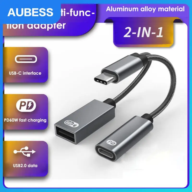 

U Disk With Usb Female Splitter Adapter Fast Charging Cable Otg Adapter Type-c Multifunctional Adapter 2in1 Phone Adapter New
