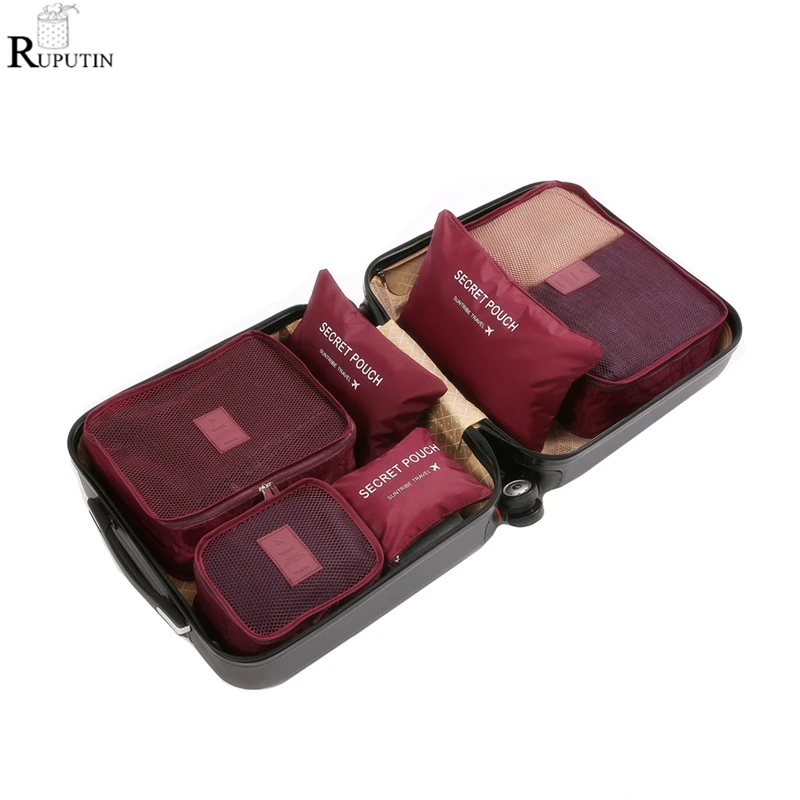 

RUPUTIN 6Pcs/set Travel Organizer Storage Bags Suitcase Packing Set Storage Cases Portable Luggage Organizer Clothes Tidy Pouch