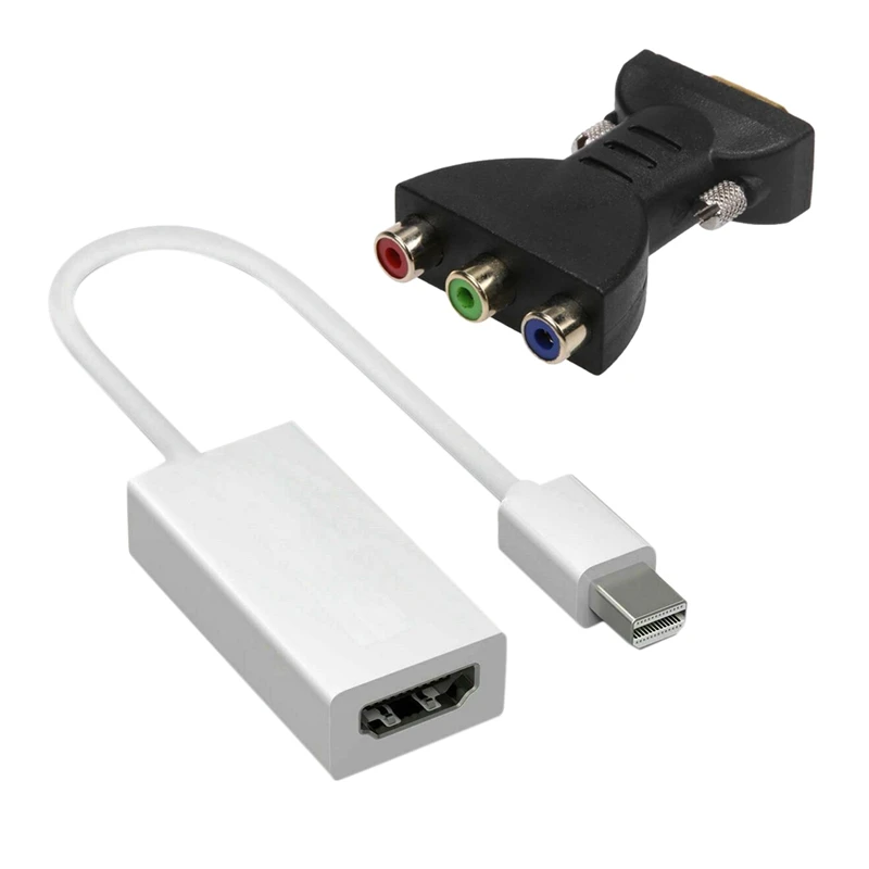 

Display Port DP Thunderbolt To HDMI Adapter With 3RCA RGB Female To HD 15-Pin VGA Style Component Video Jack Adapter