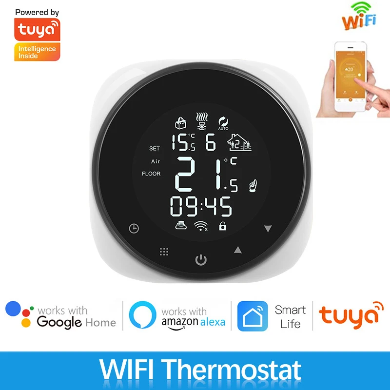 

Умный термостат для воды Tuya, Wi-Fi контроллер температуры для теплого пола, газового котла, работает с Alexa