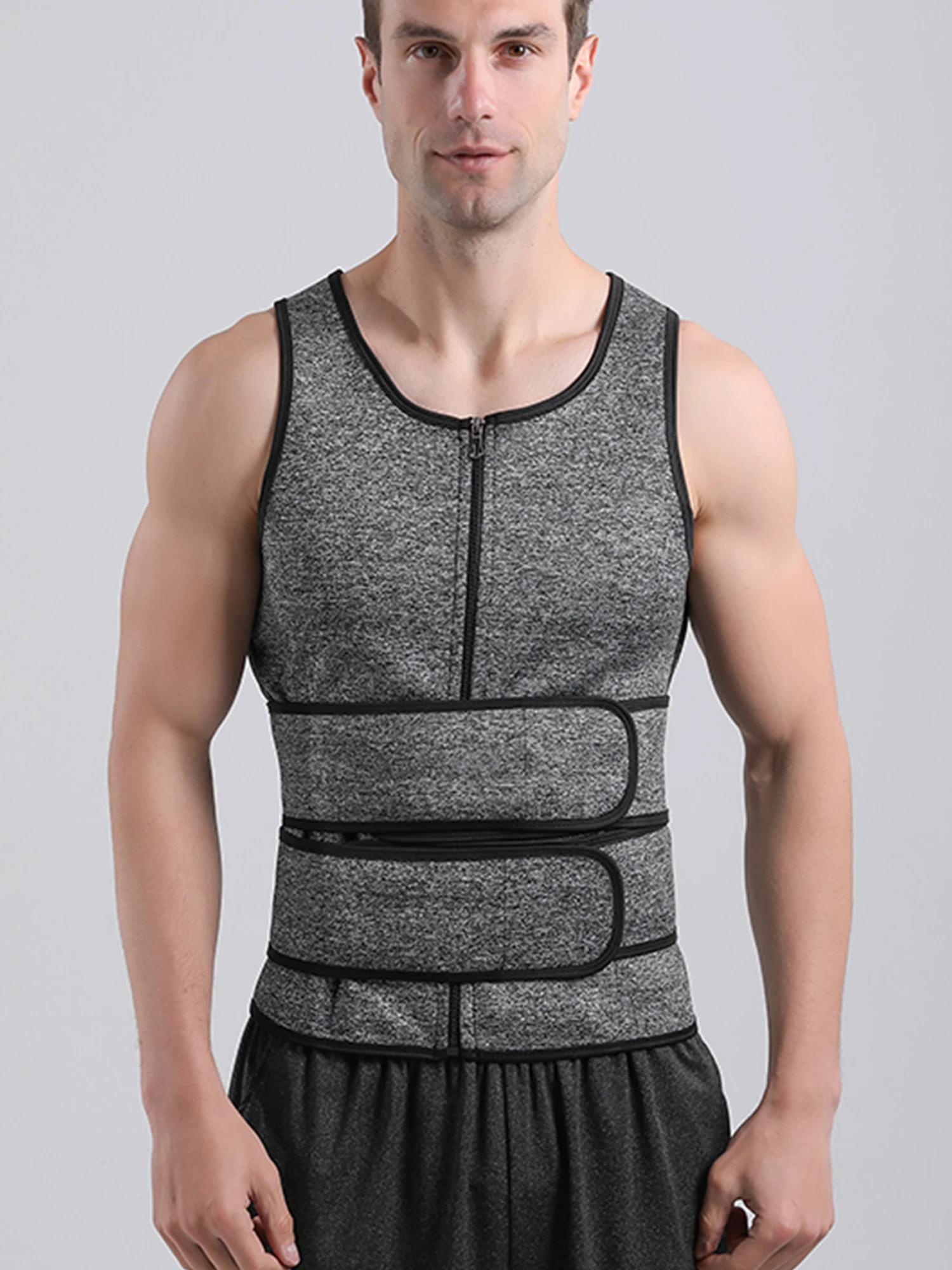 

Sauna Suit for Men Waist Trainer Neoprene Sweat Vest with Adjustable Waist Trimmer Belt
