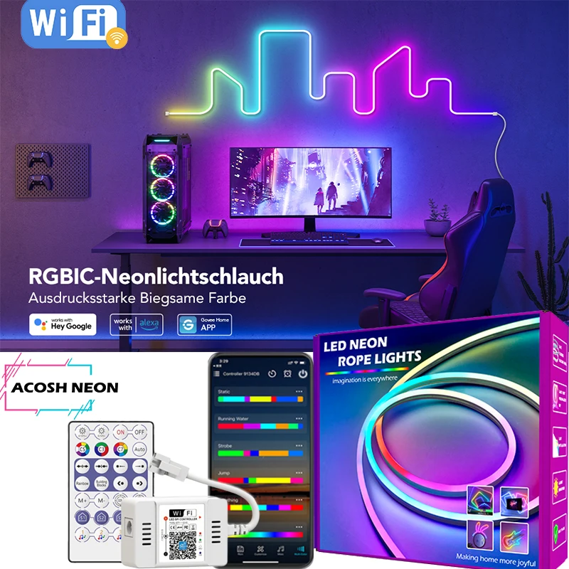 Неоновые Светодиодные Ленты 10 М/32 8 Фута С Поддержкой Wi-Fi И RGBIC