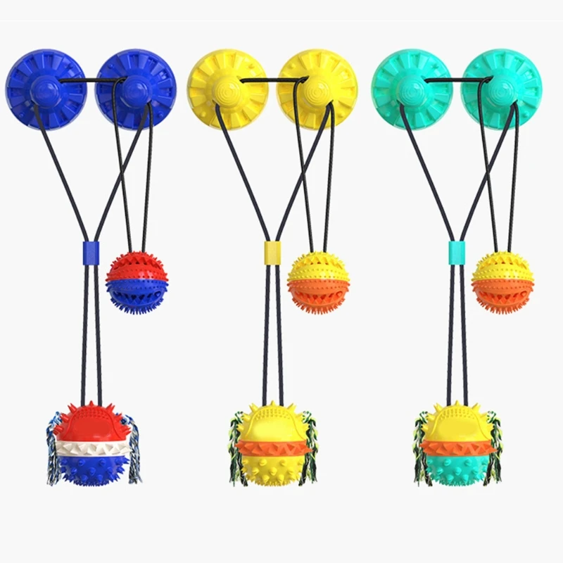 

Pet Dog Molar Toy Tug Rope Toothbrush Chewing Ball Suction Cup Detal Care