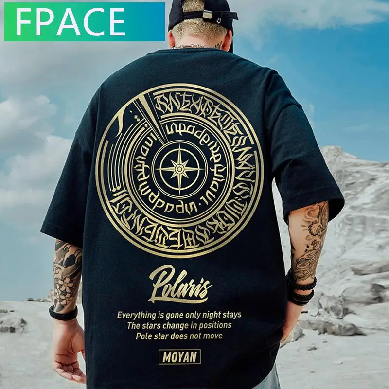 

FPACE 2022 Oversized Mens T-Shirt Harajuku New Fashion Tshirt Summer Cool Printed Tee Men Streetwear Short Sleeve Couple Tops