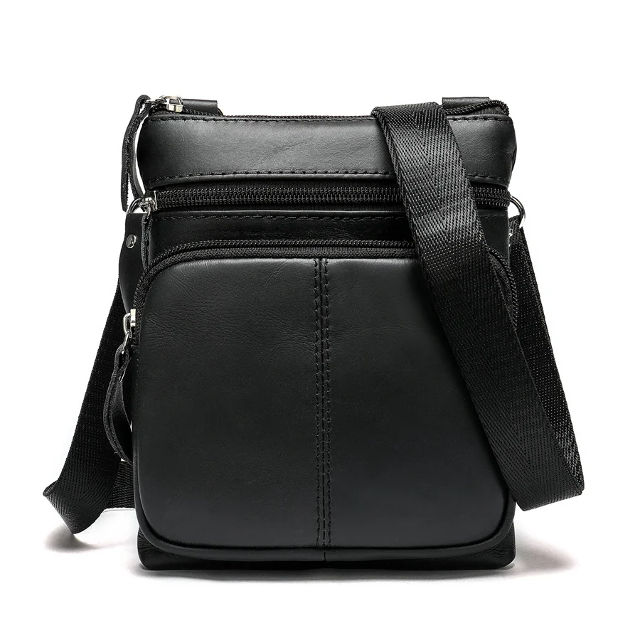 

Quality Leather Male Casual Shoulder Messenger Bag Cowhide Fashion Crossbody Bag High Capacity Vertical Square Commuter Bag